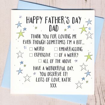  Personalised Fun Tick Box Father's Day Card