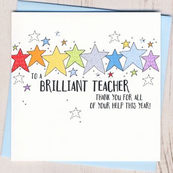  Glittery Rainbow Teacher Thank You Card