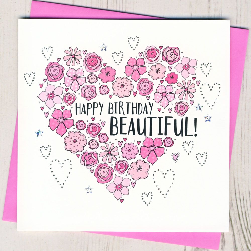 <!-- 000 -->  Floral Heart Birthday Card