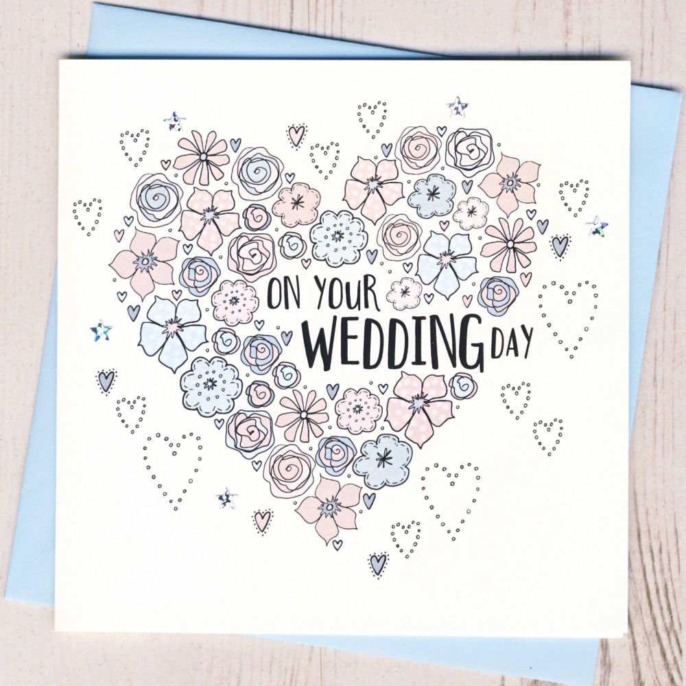 <!-- 001 -->Floral Heart Wedding Card