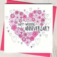 <!-- 044 -->  Floral Heart Anniversary Card