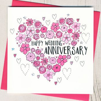   Floral Heart Anniversary Card