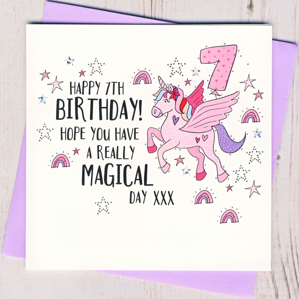 <!-- 071 --> Unicorn 7th Birthday Card