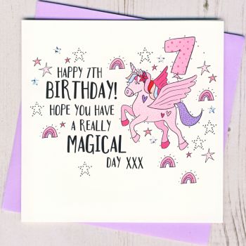  Unicorn 7th Birthday Card