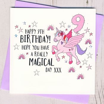 Unicorn 9th Birthday Card