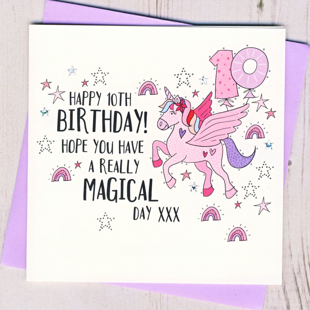 <!-- 101 --> Unicorn 10th Birthday Card