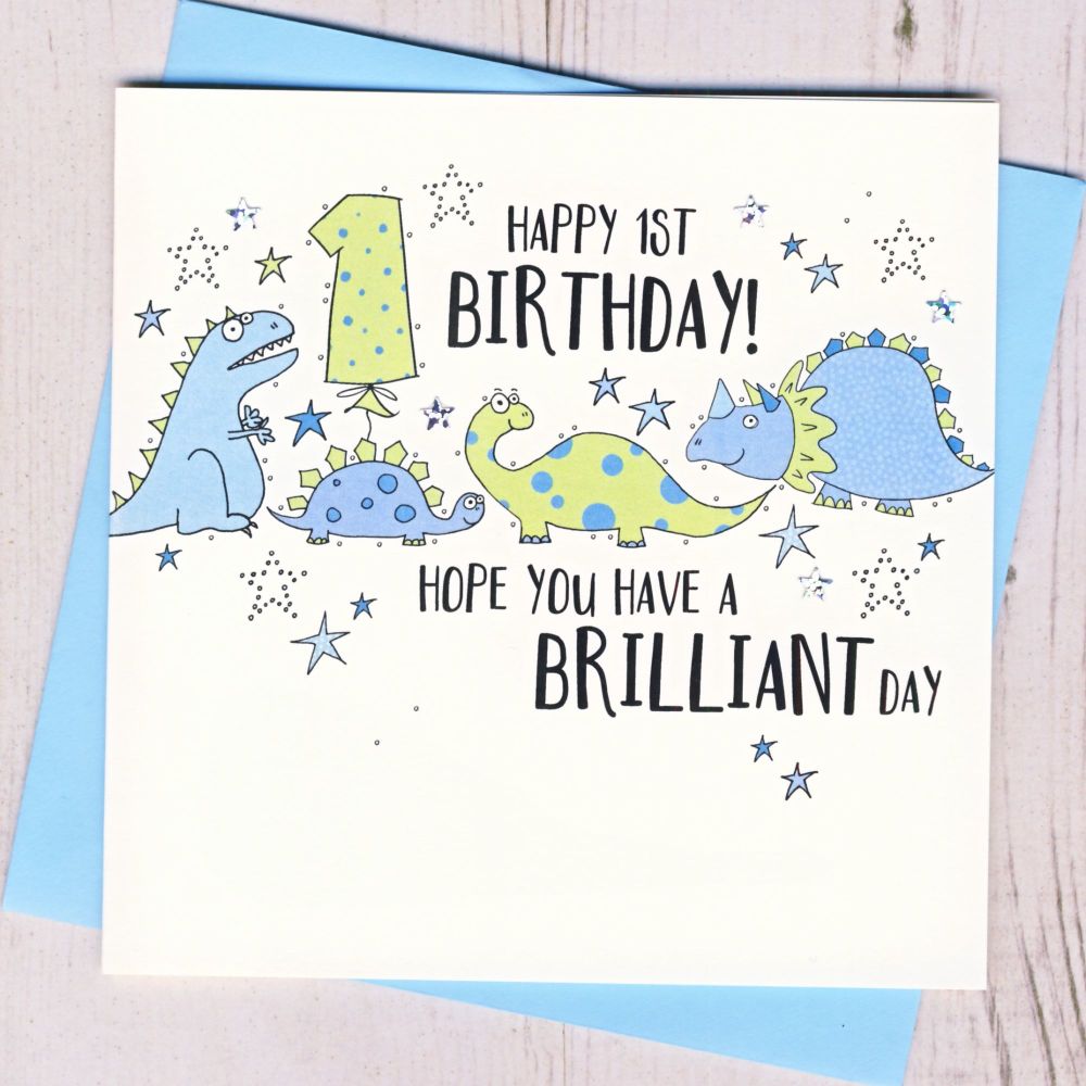 <!-- 012 -->Dinosaur 1st Birthday Card