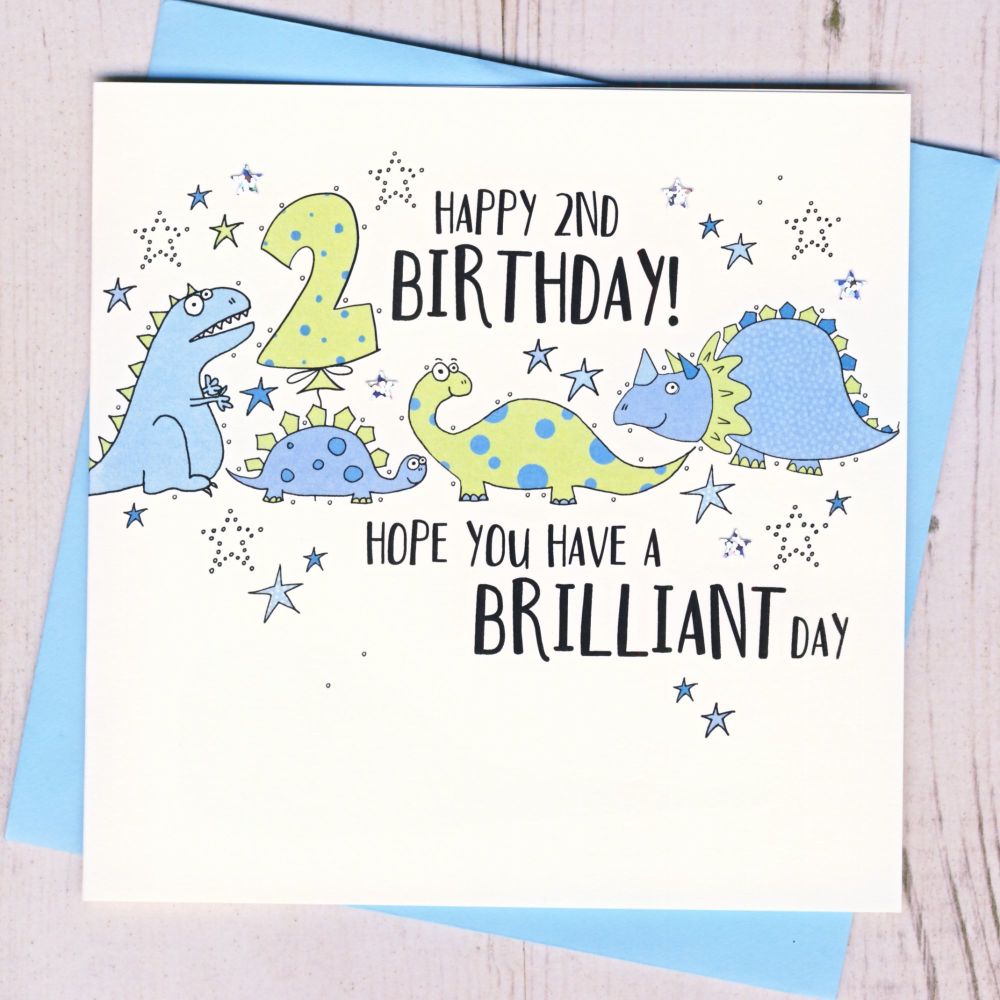 Dinosaur 2nd Birthday Card