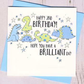 Dinosaur 2nd Birthday Card