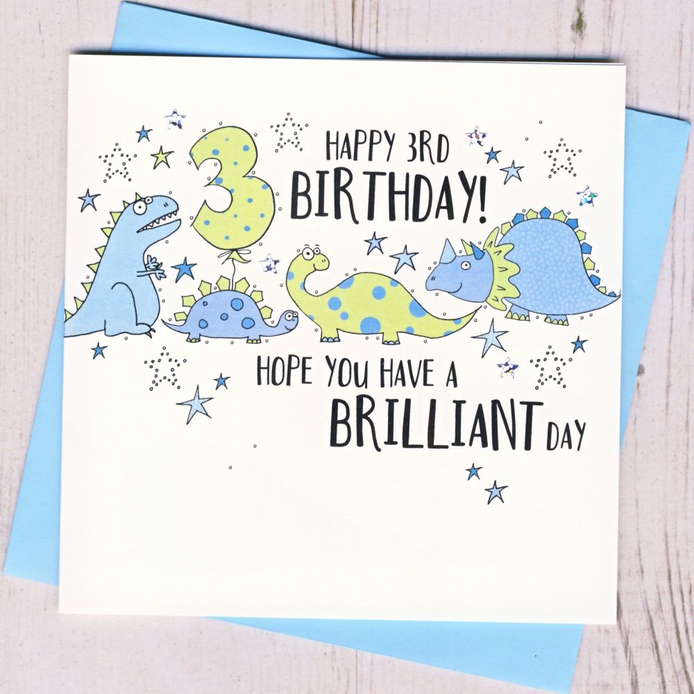 <!-- 032 -->Dinosaur 3nd Birthday Card