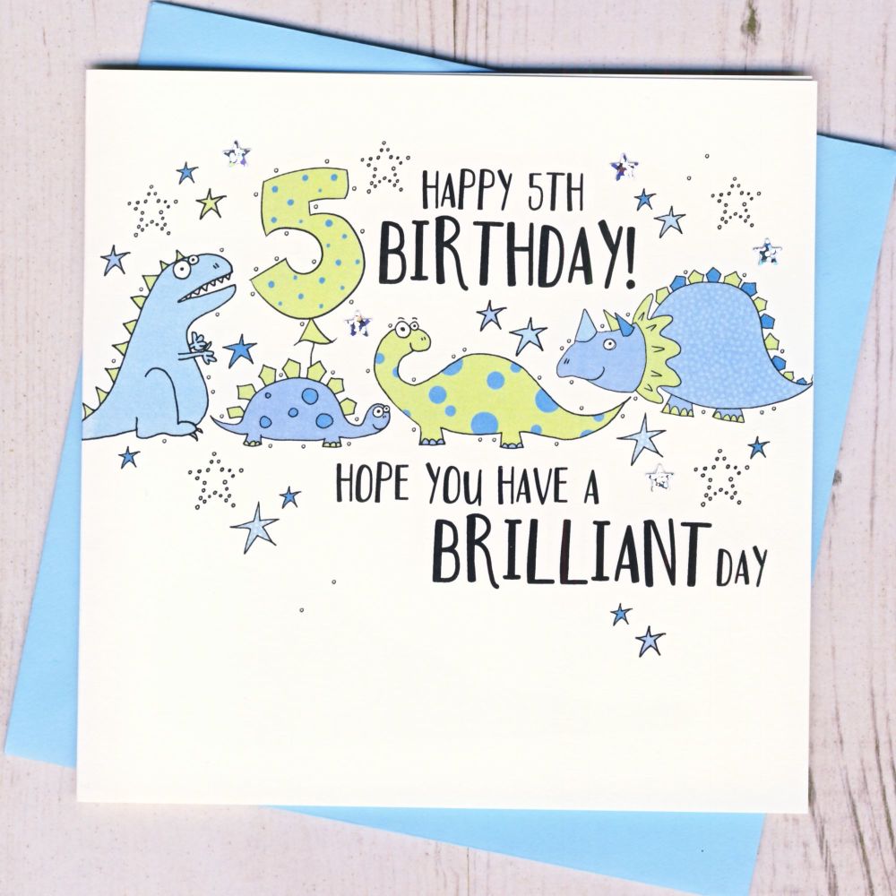<!-- 052 -->Dinosaur 5th Birthday Card
