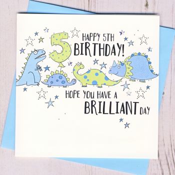 Dinosaur 5th Birthday Card