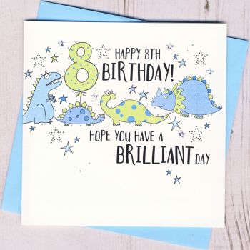 Dinosaur 8th Birthday Card