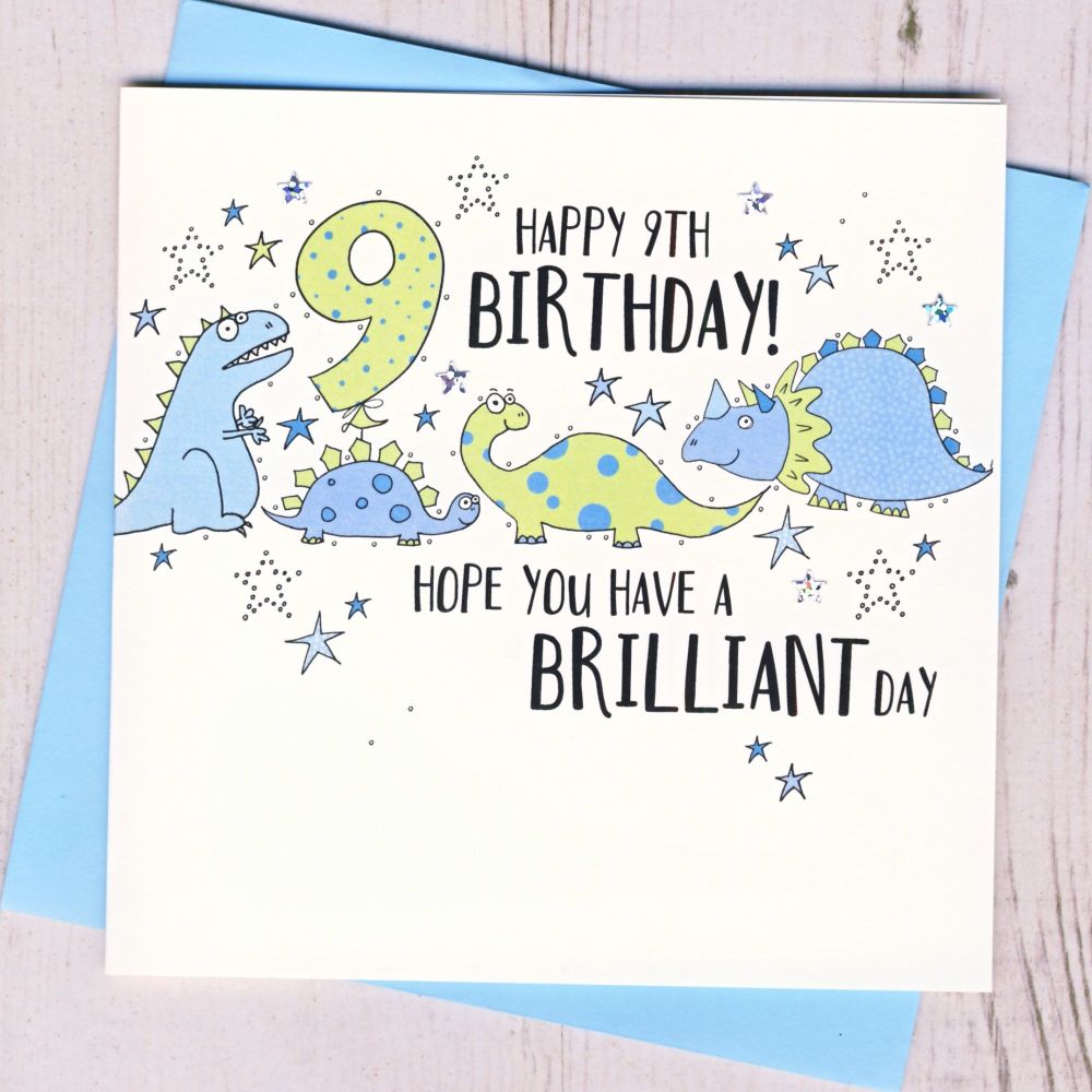 <!-- 092 -->Dinosaur 9th Birthday Card