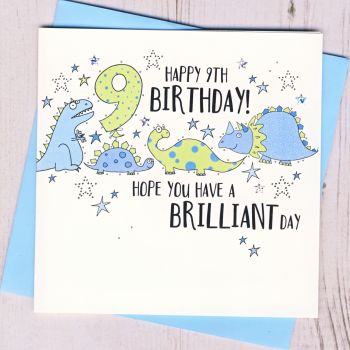 Dinosaur 9th Birthday Card