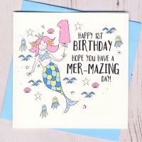 <!-- 014 --> Mermaid 1st Birthday Card