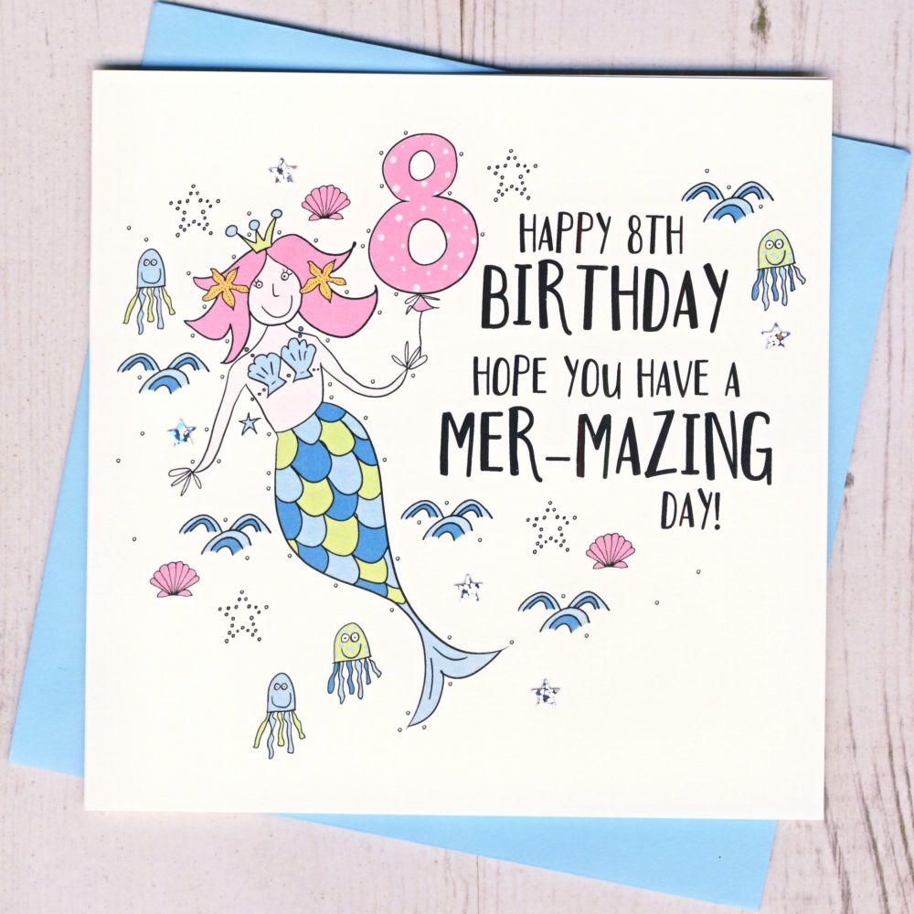 <!-- 084 --> Mermaid 8th Birthday Card