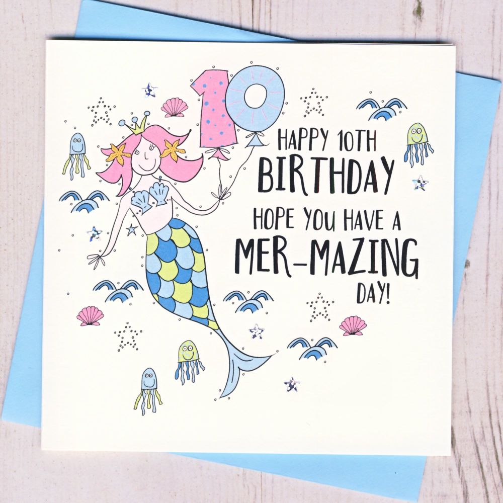 <!-- 104 --> Mermaid 10th Birthday Card