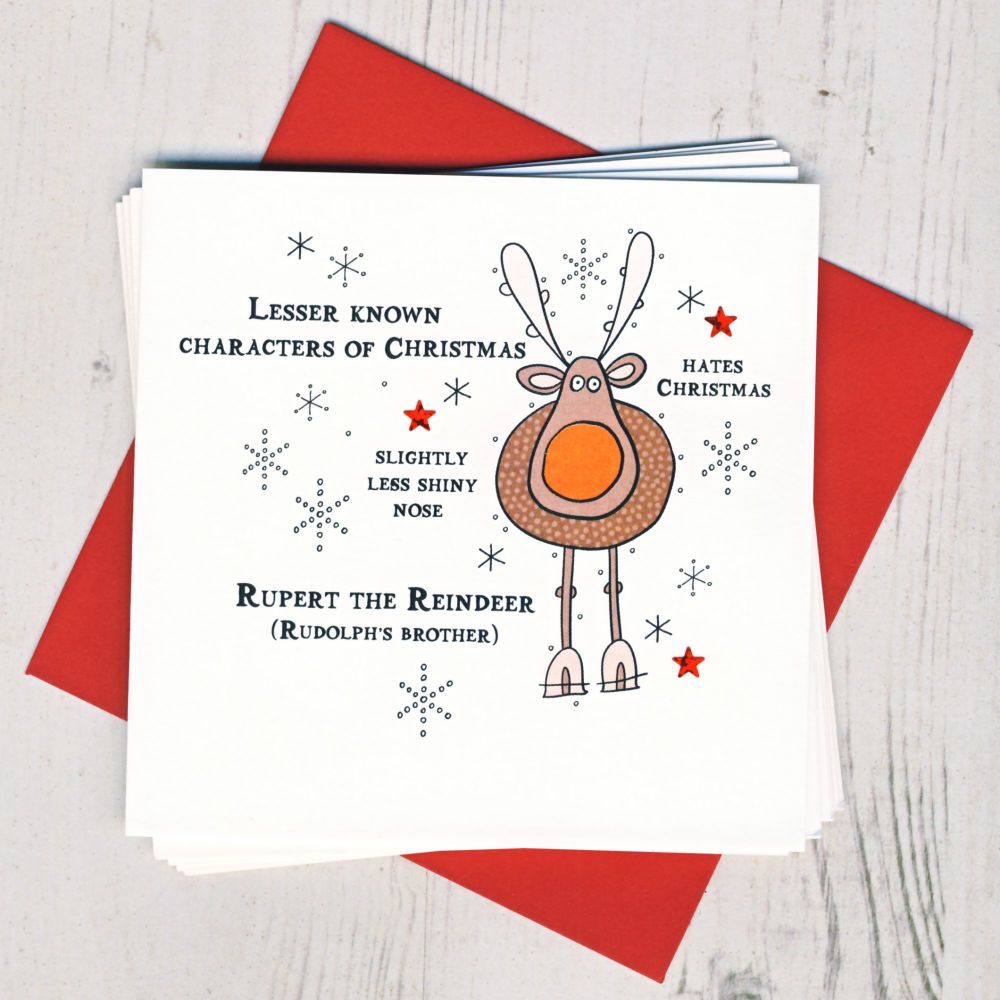 <!-- 002 -->Pack of Five Reindeer Christmas Cards