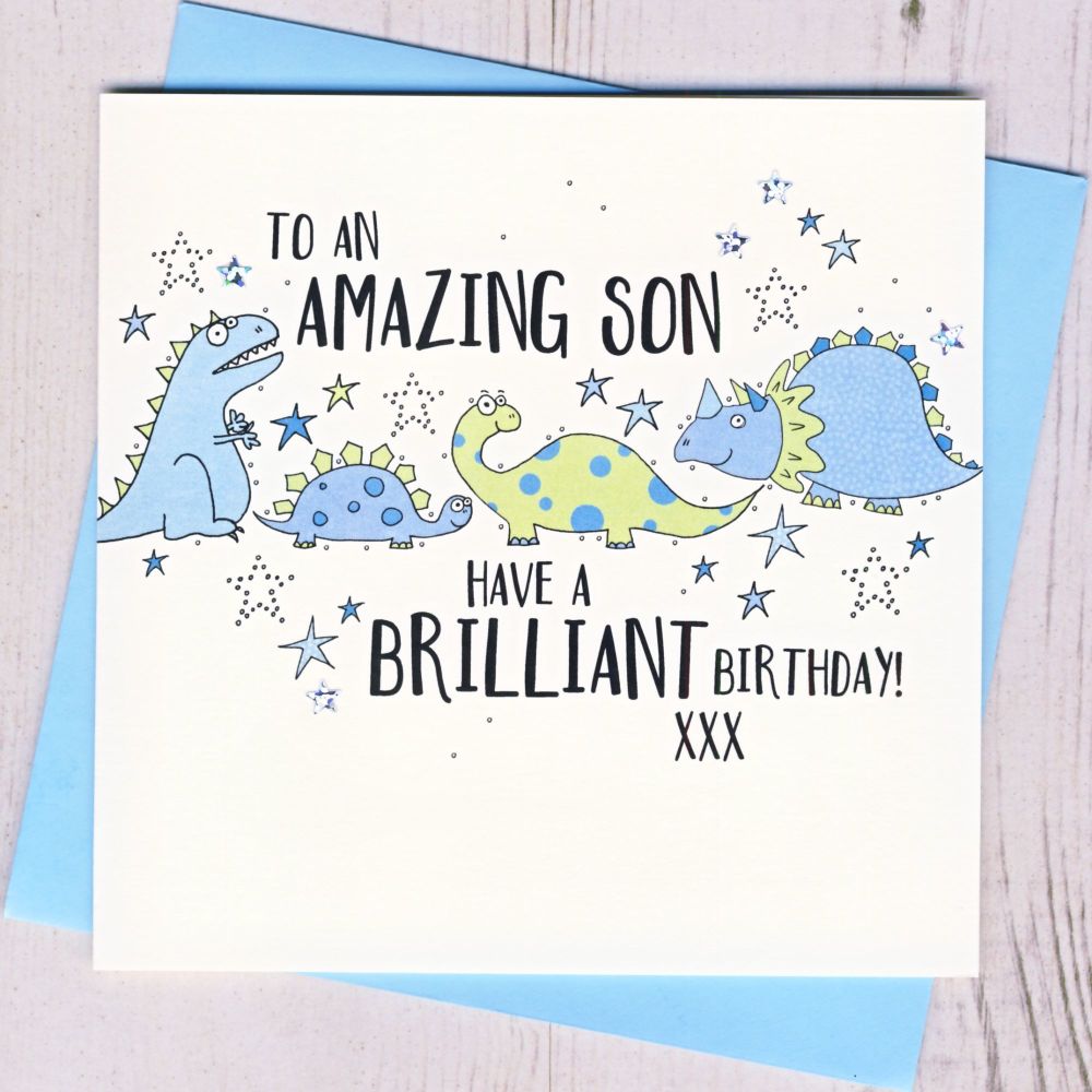<!-- 004 -->Son Dinosaur Birthday Card