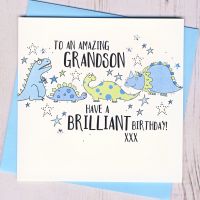 <!-- 010 -->Grandson Dinosaur Birthday Card