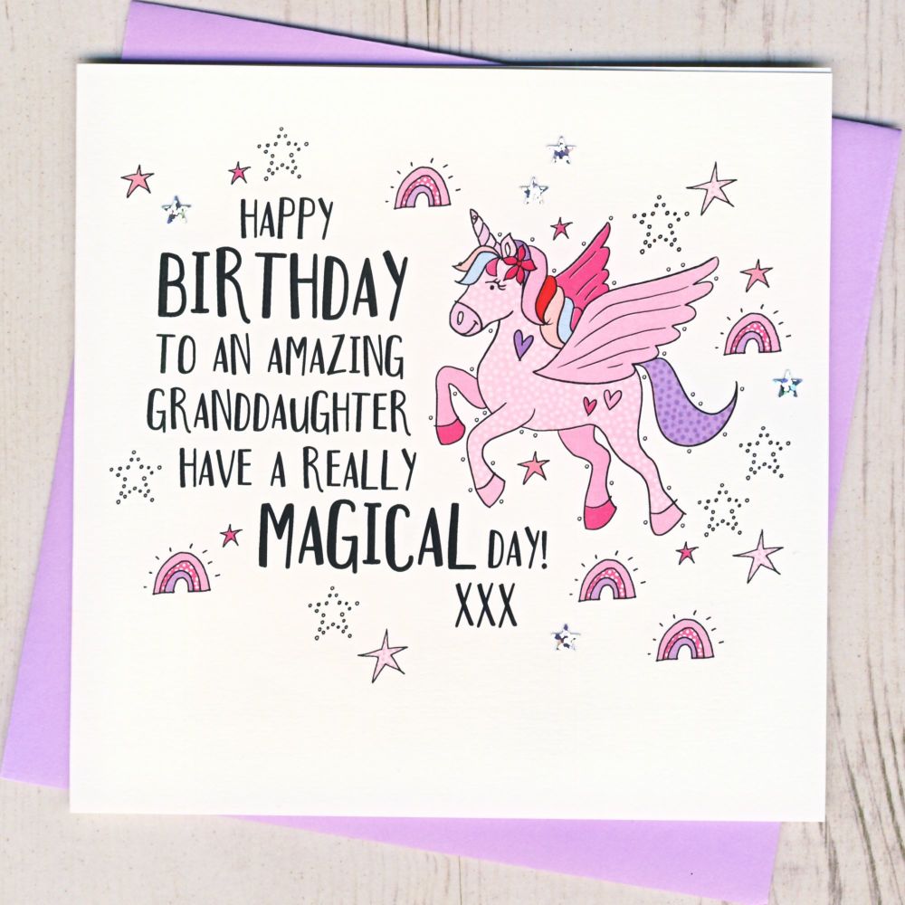 <!-- 006 --> Unicorn Granddaughter Birthday Card