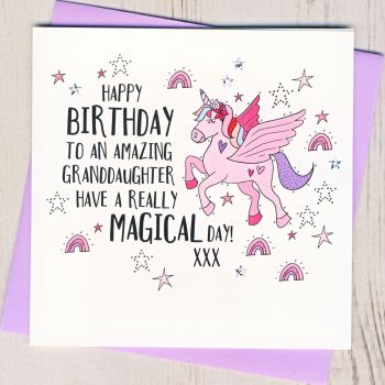  Unicorn Granddaughter Birthday Card