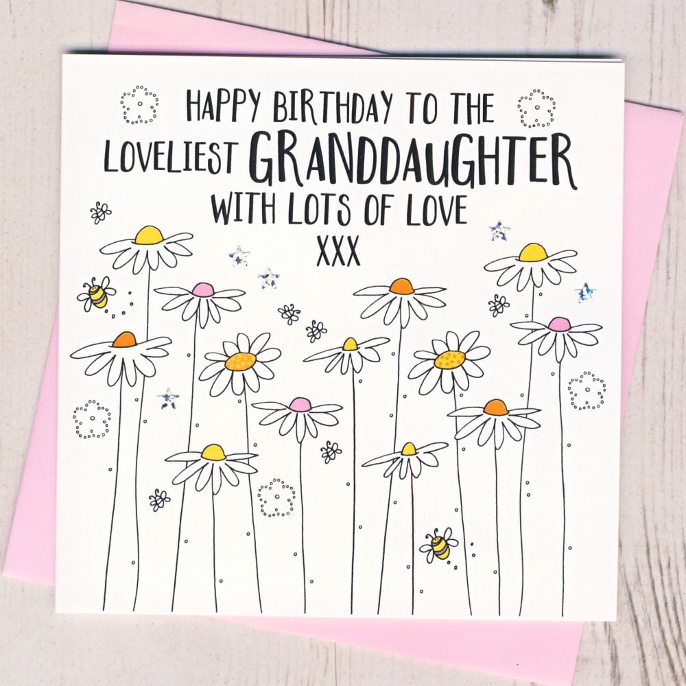 <!-- 007  -->Daisy Happy Birthday Granddughter Card 