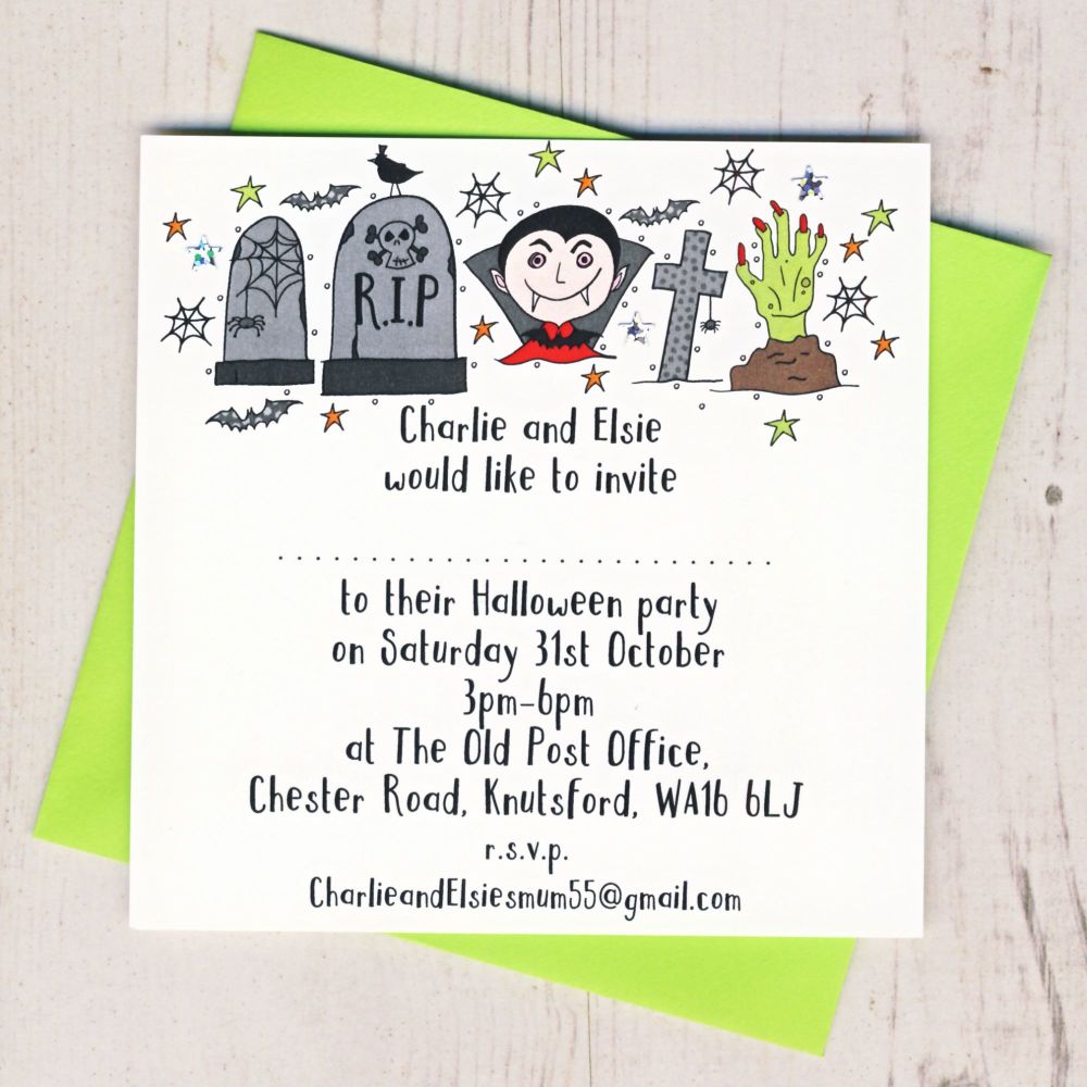 Pack of Monster Halloween Party Invitations