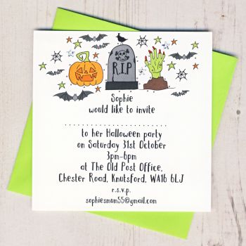 Pack of Spooky Halloween Party Invitations