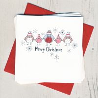 <!-- 001 -->Pack of Five Christmas Robin Cards