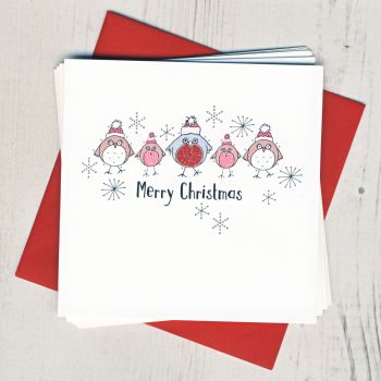 Pack of Five Christmas Robin Cards