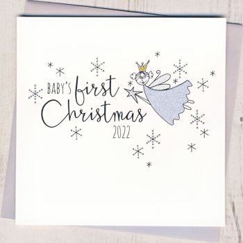 Glittery Baby's First Christmas Card