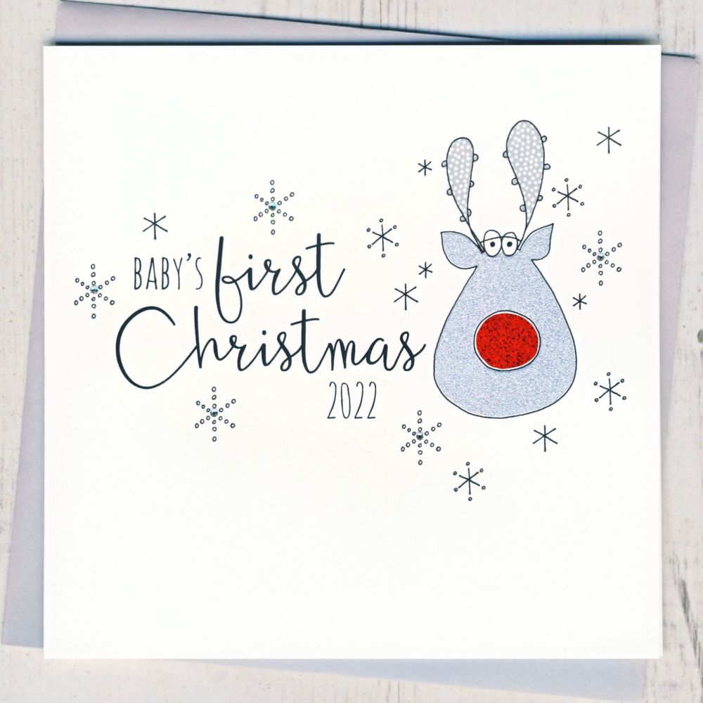 Glittery Baby's First Christmas Card