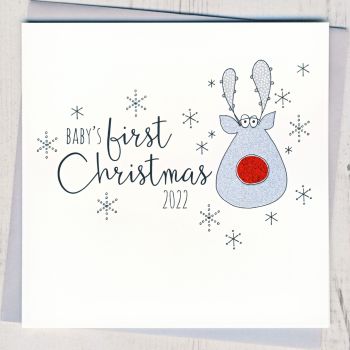 Glittery Baby's First Christmas Card