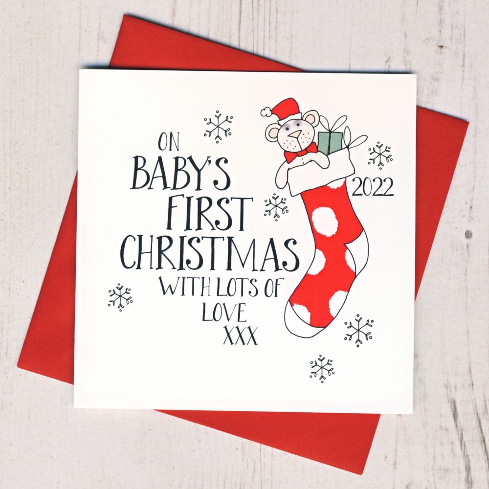 Wobbly Eyes Baby's 1st Christmas Card