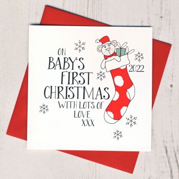 Wobbly Eyes Baby's 1st Christmas Card