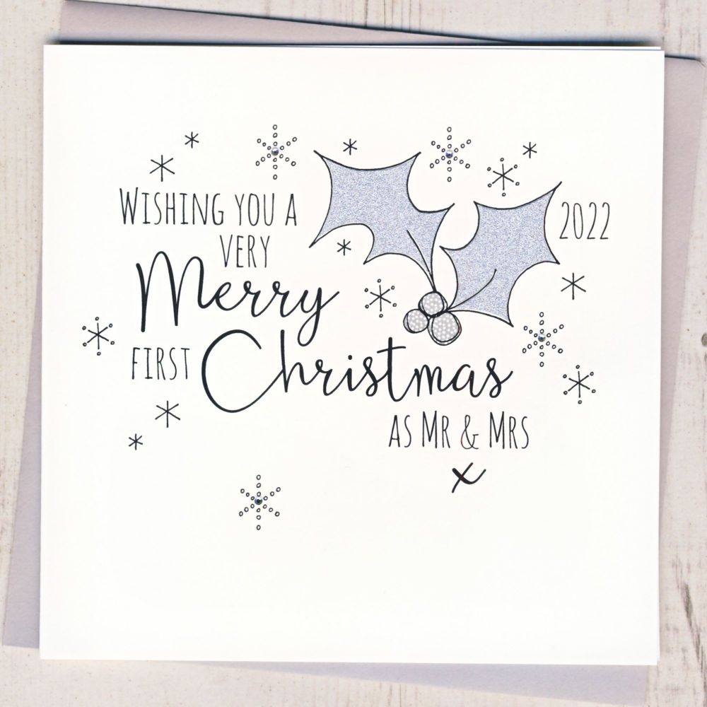 <!-- 003-->Glittery First Christmas As Mr & Mrs Card