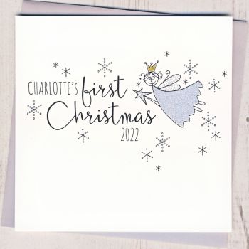  Personalised Glittery Baby's First Christmas Card