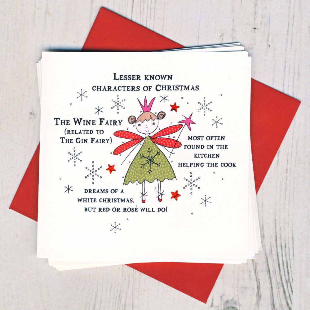 <!-- 005 -->Pack of Five Wine Fairy Christmas Cards