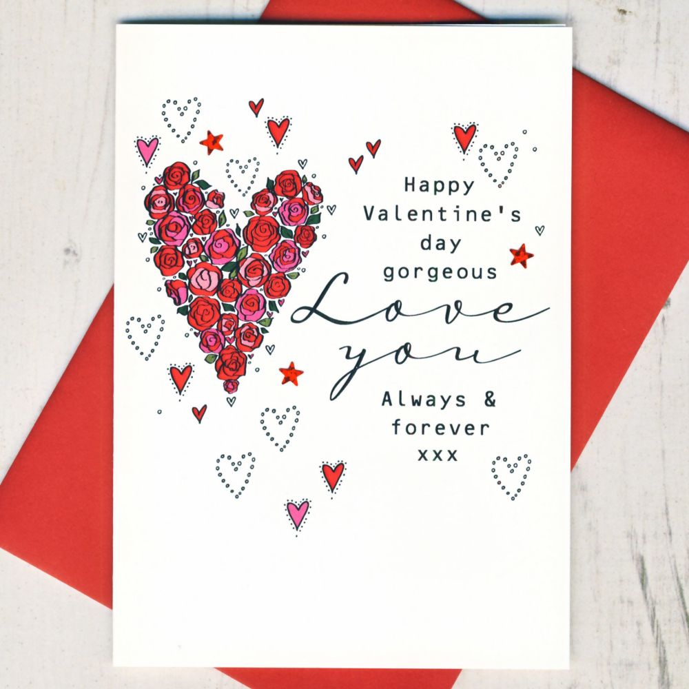 <!-- 017--> Floral Heart Valentines Card