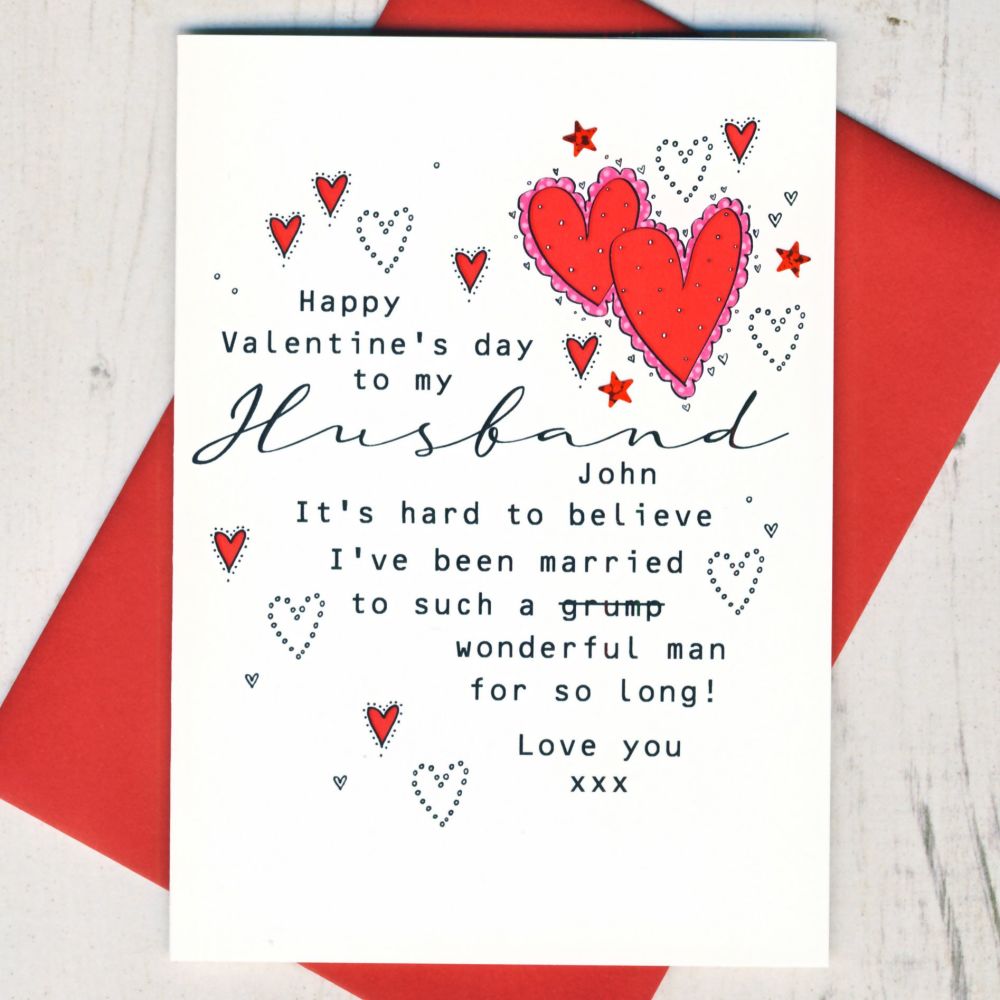 <!-- 0027--> Personalised Husband Valentines Card