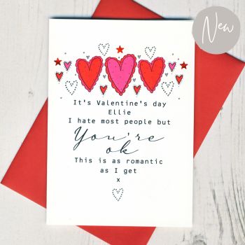  Personalised  'You're Ok' Valentines Card