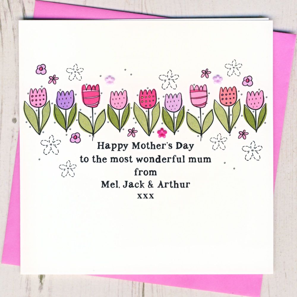 <!-- 002 --> Personalised Tulip Mother's Day Card