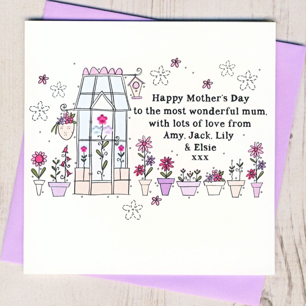 <!-- 003 --> Personalised Greenhouse Happy Mother's Day Card