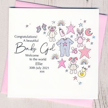  Personalised New Baby Girl Card