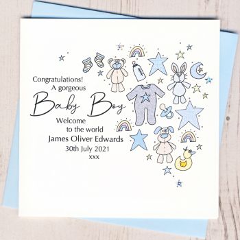  Personalised New Baby Boy Card