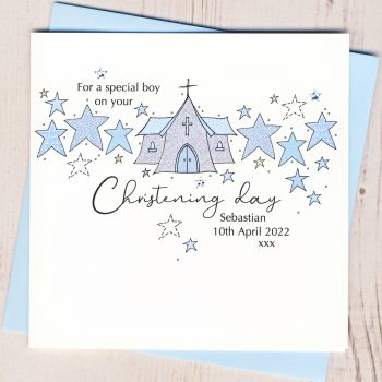  Personalised Boy's Sparkling Christening Card