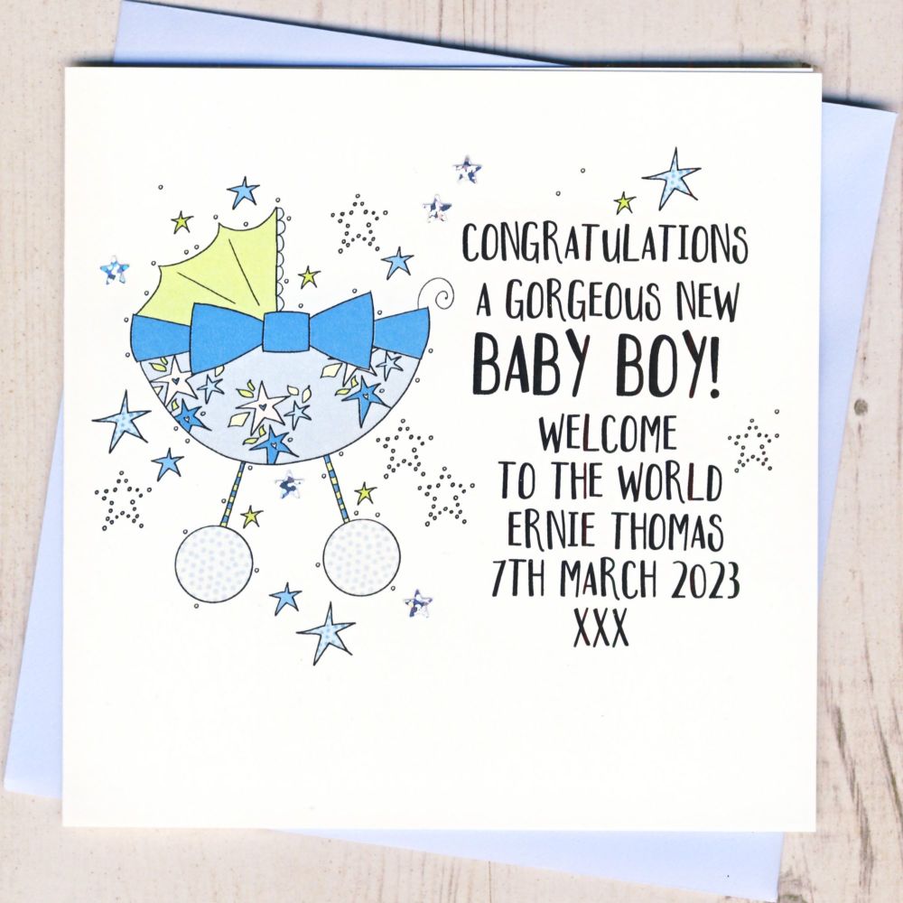 <!-- 005 --> Personalised New Baby Boy Card