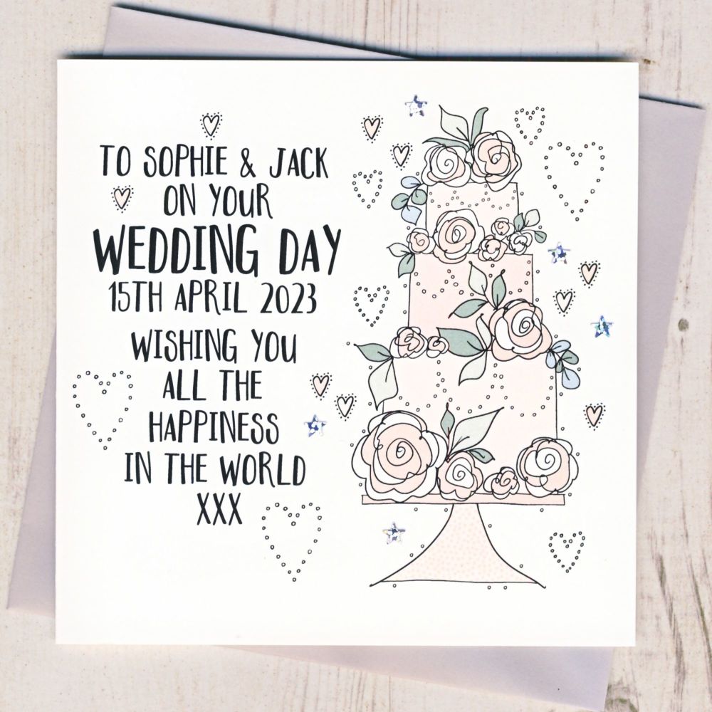 <!-- 035 -->Personalised Wedding Cake Card